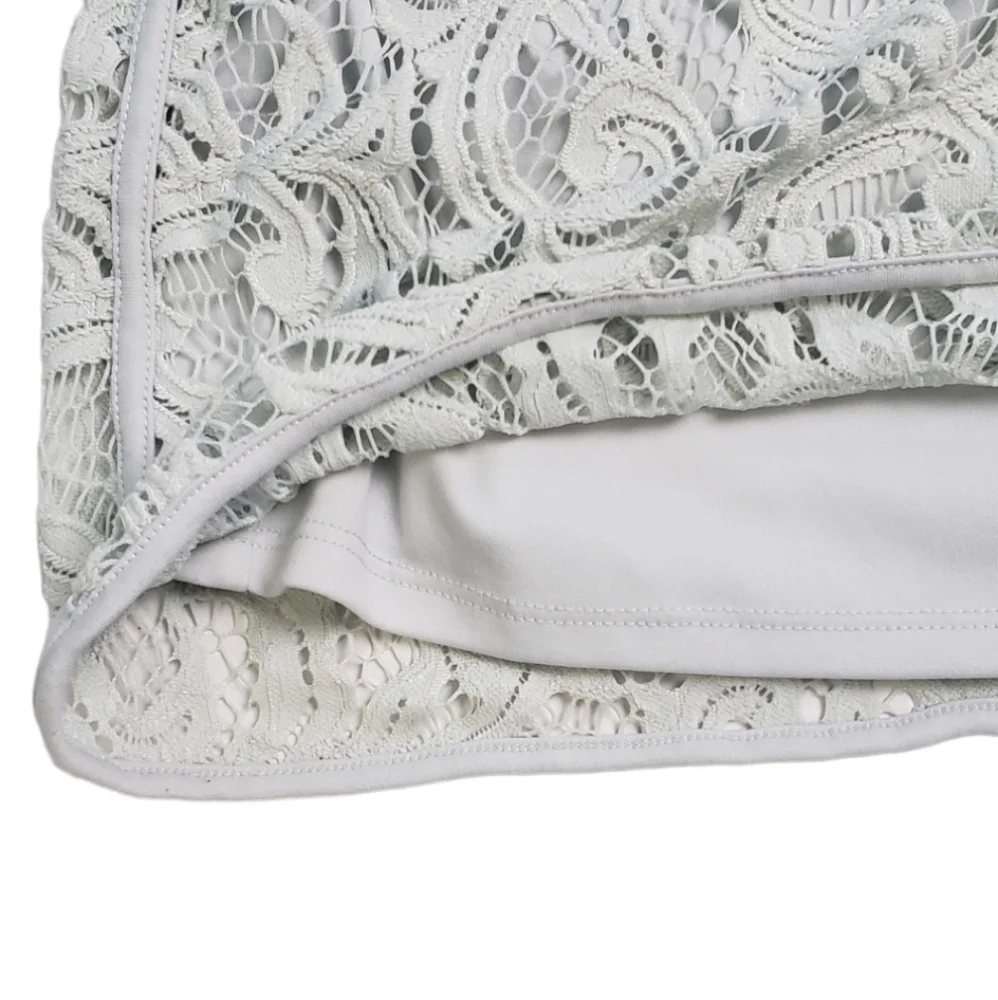 ⚪️2/$20 Adrianna Papell 3/4 Sleeve Lace Top in Gray Frost Sz L Mother Of Bride